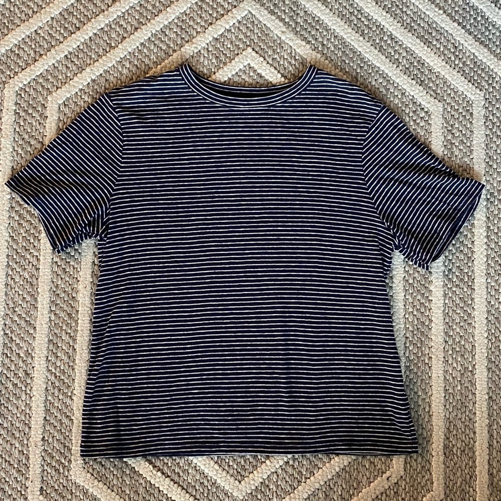 A New Day Navy and White Striped Top Size Medium